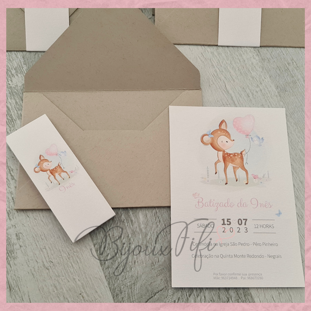 Convite com Envelope "Bambi" - Bijoux Fifi