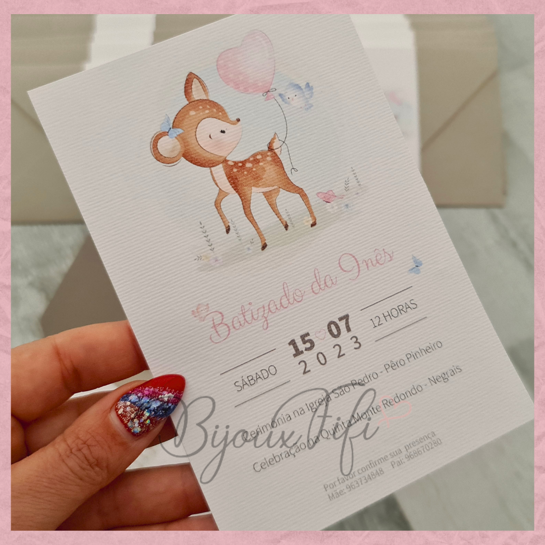 Convite com Envelope "Bambi" - Bijoux Fifi