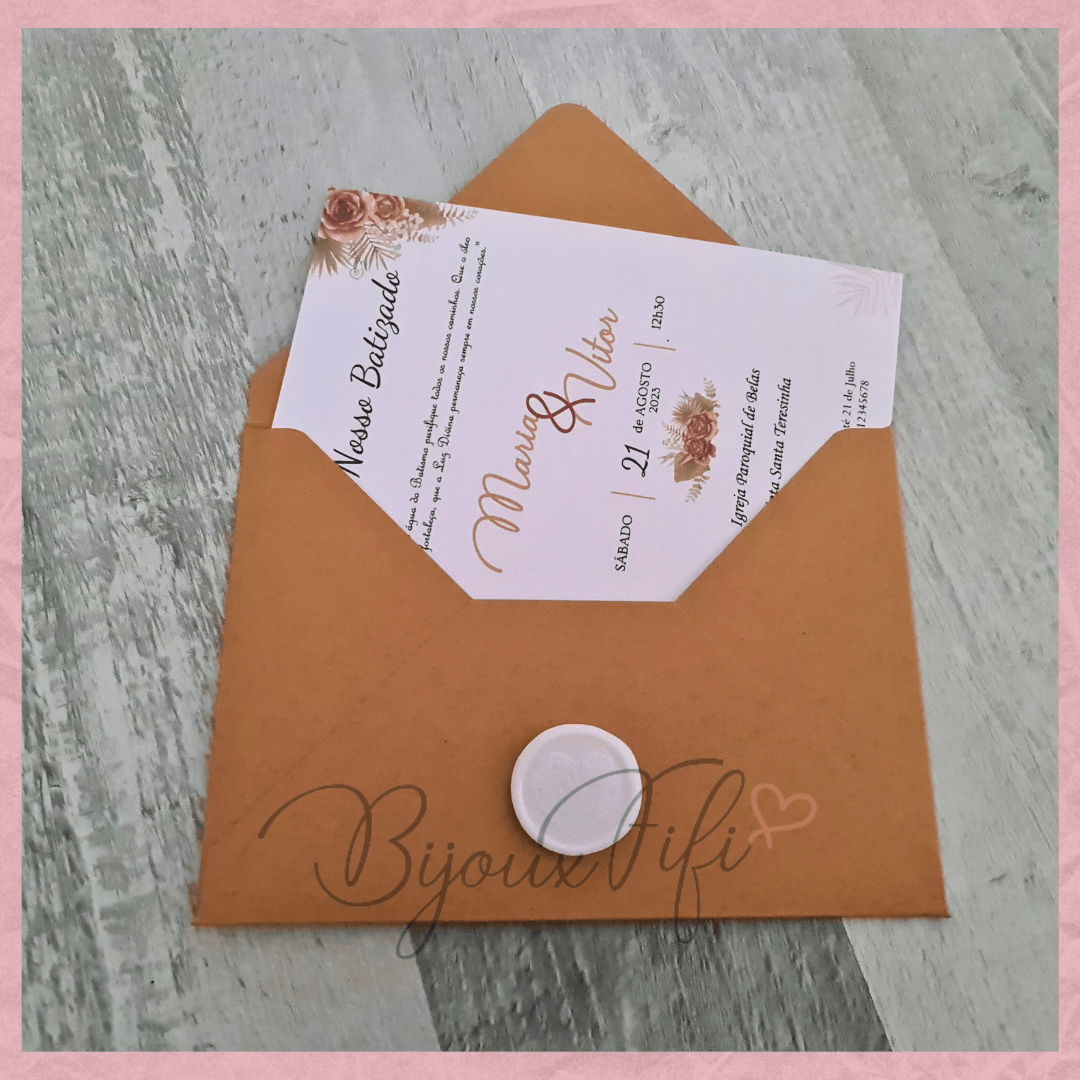 Convite com Envelope/Lacre "Botanic Garden" - Bijoux Fifi