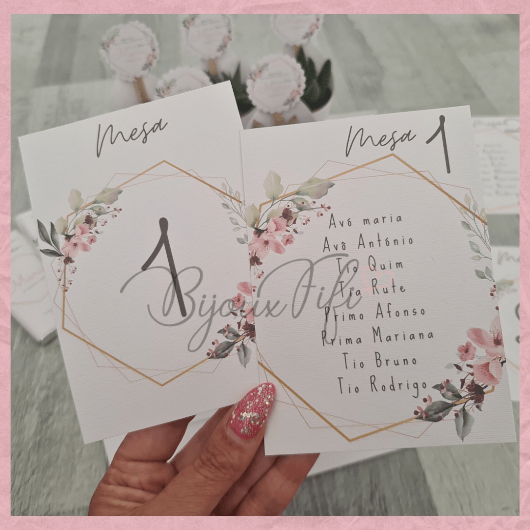 Cartões Seating Plan "Romantic Rose" (+cores) - Bijoux Fifi