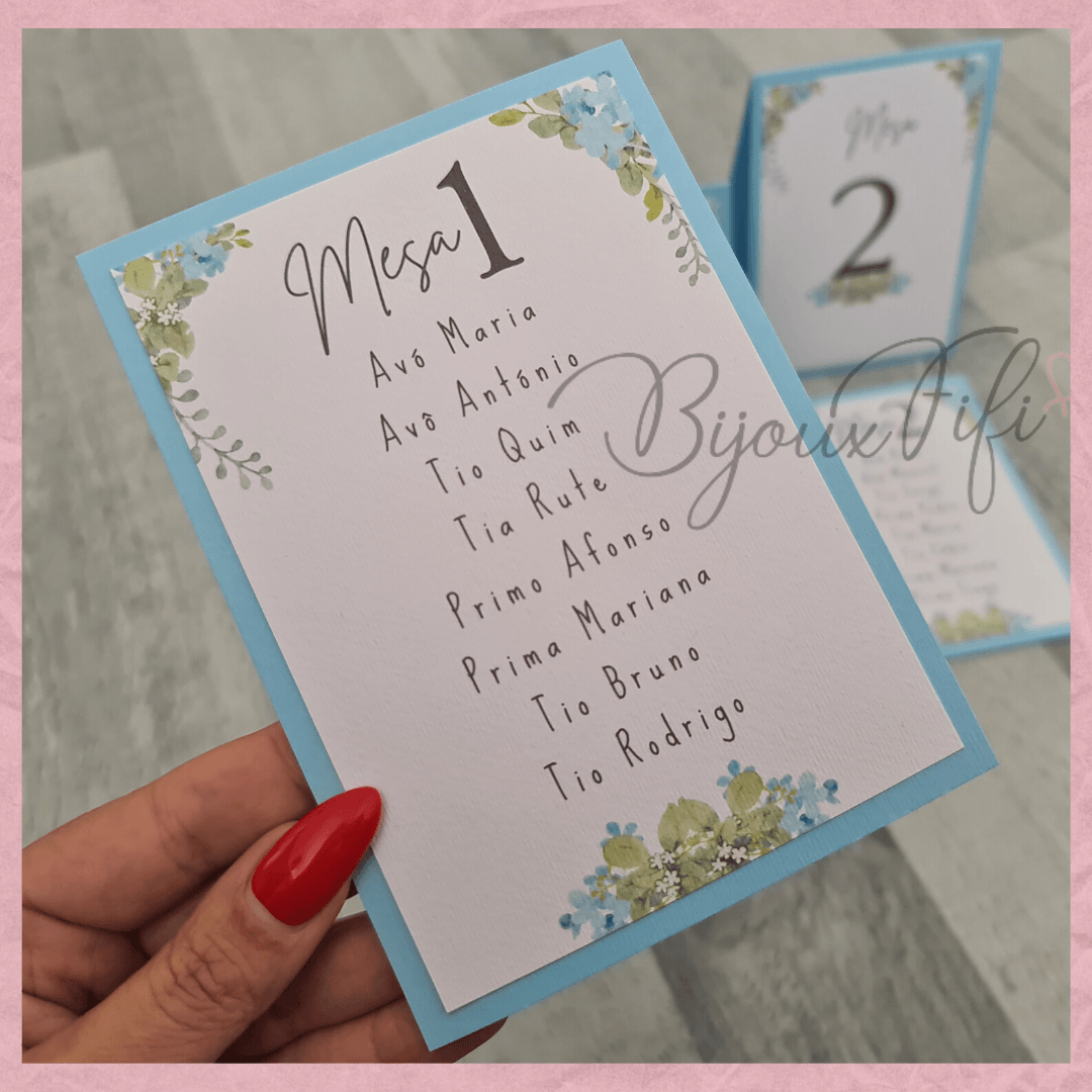 Cartões Seating Plan "Romantic Blue" (+cores) - Bijoux Fifi