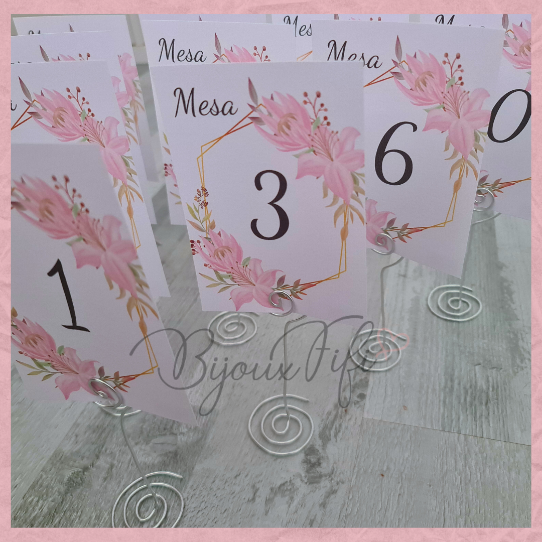 Marcador de Mesa COM BASE "Pink Garden" (+cores)