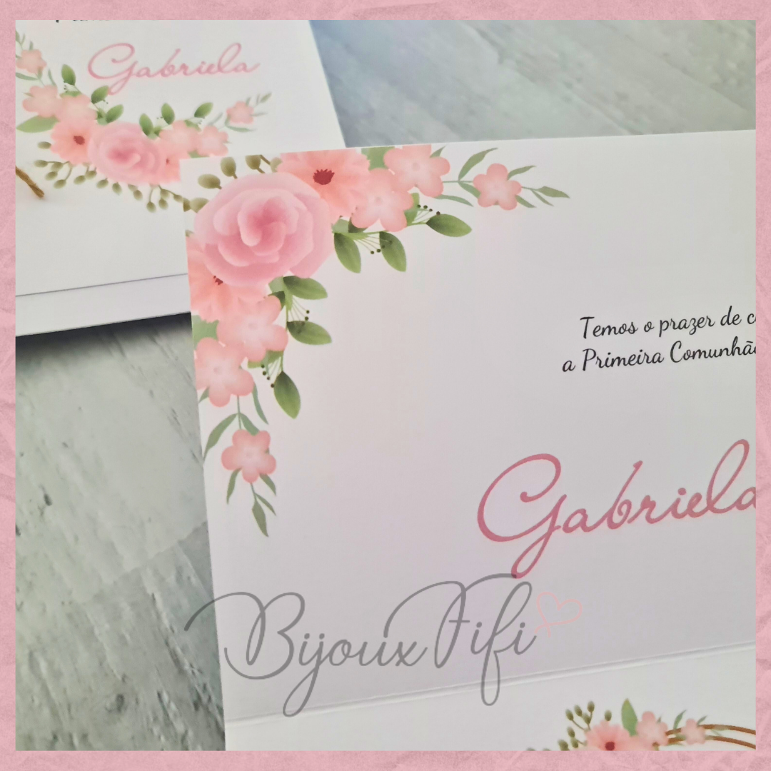 Convite dobrado "Floral" - Bijoux Fifi