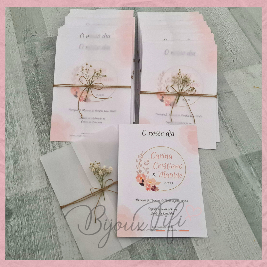 Convite 2 em 1 Translucido "Vintage Peach" (+cores) - Bijoux Fifi