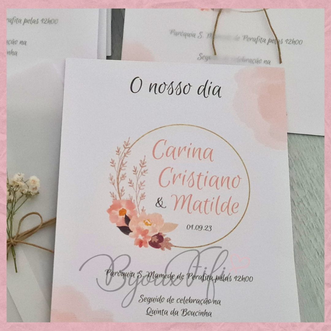 Convite 2 em 1 Translucido "Vintage Peach" (+cores) - Bijoux Fifi