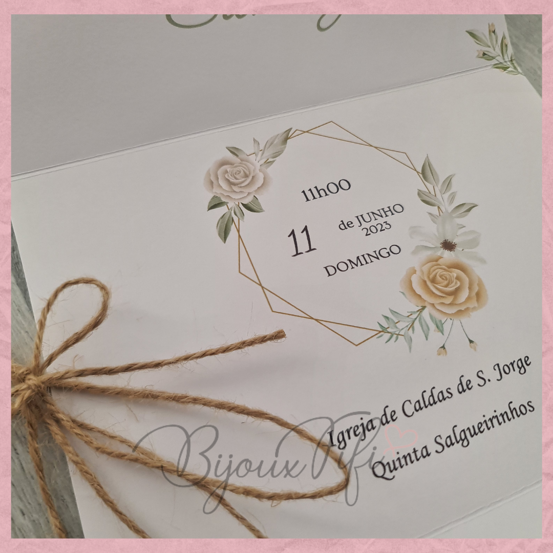 Convite dobrado "Floral" - Bijoux Fifi