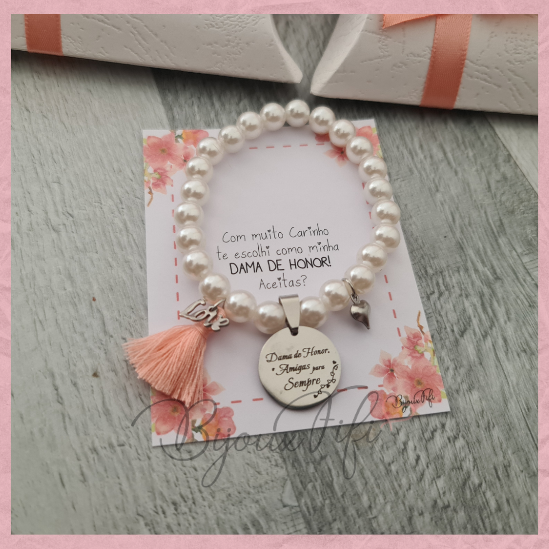 Pulseira Pérolas "Peach"