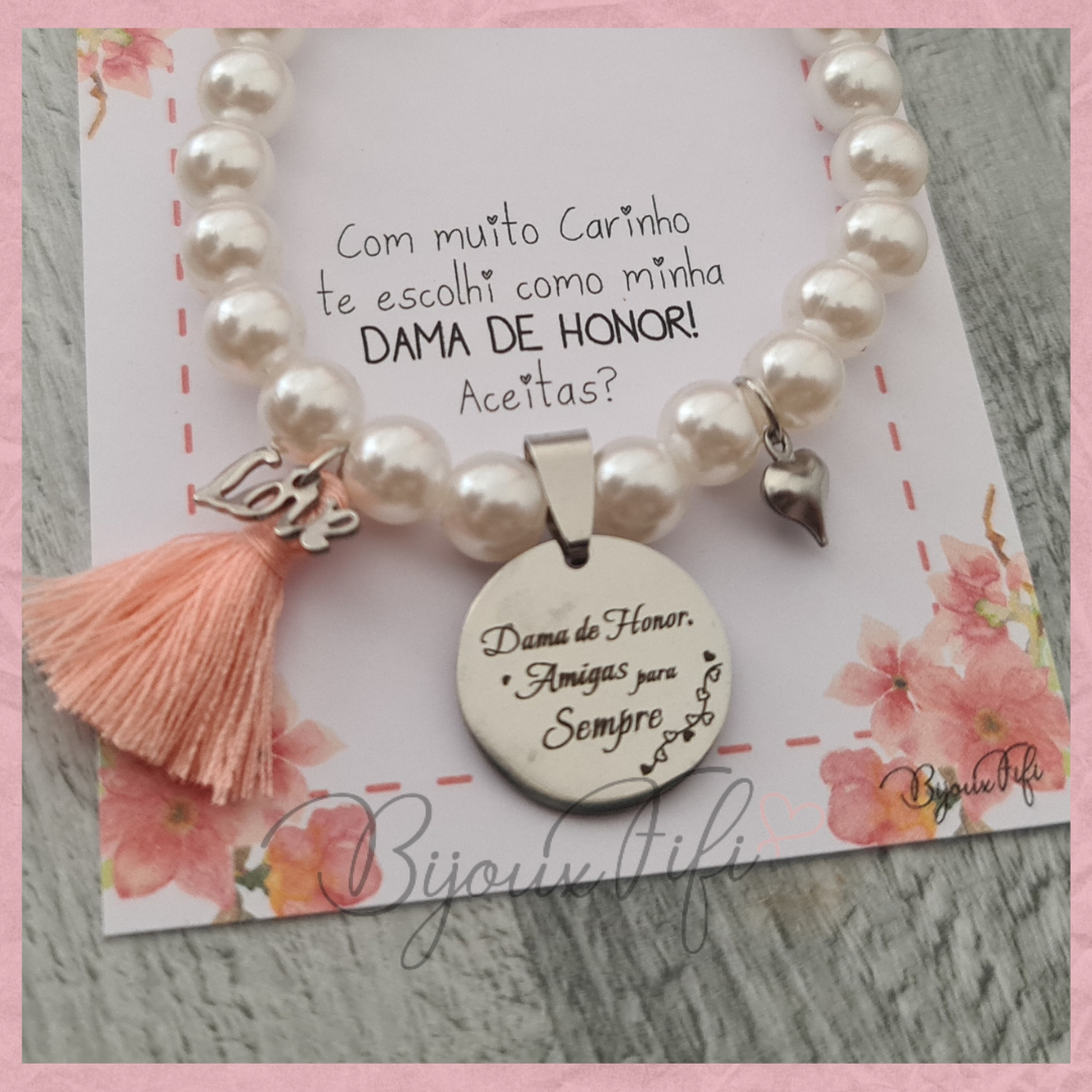 Pulseira Pérolas "Peach"