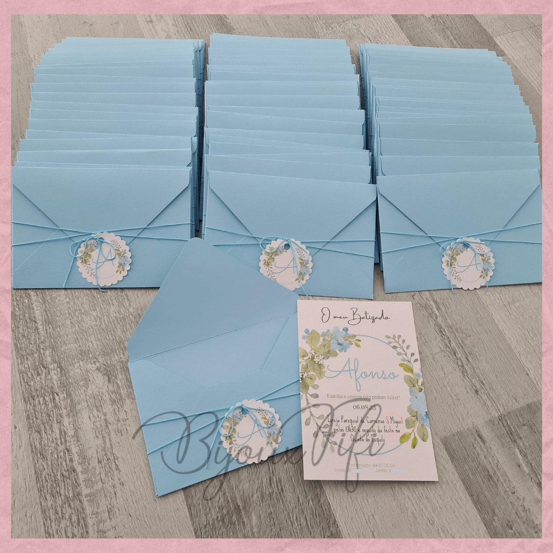 Convite com Envelope "Romantic Blue" (+cores) - Bijoux Fifi