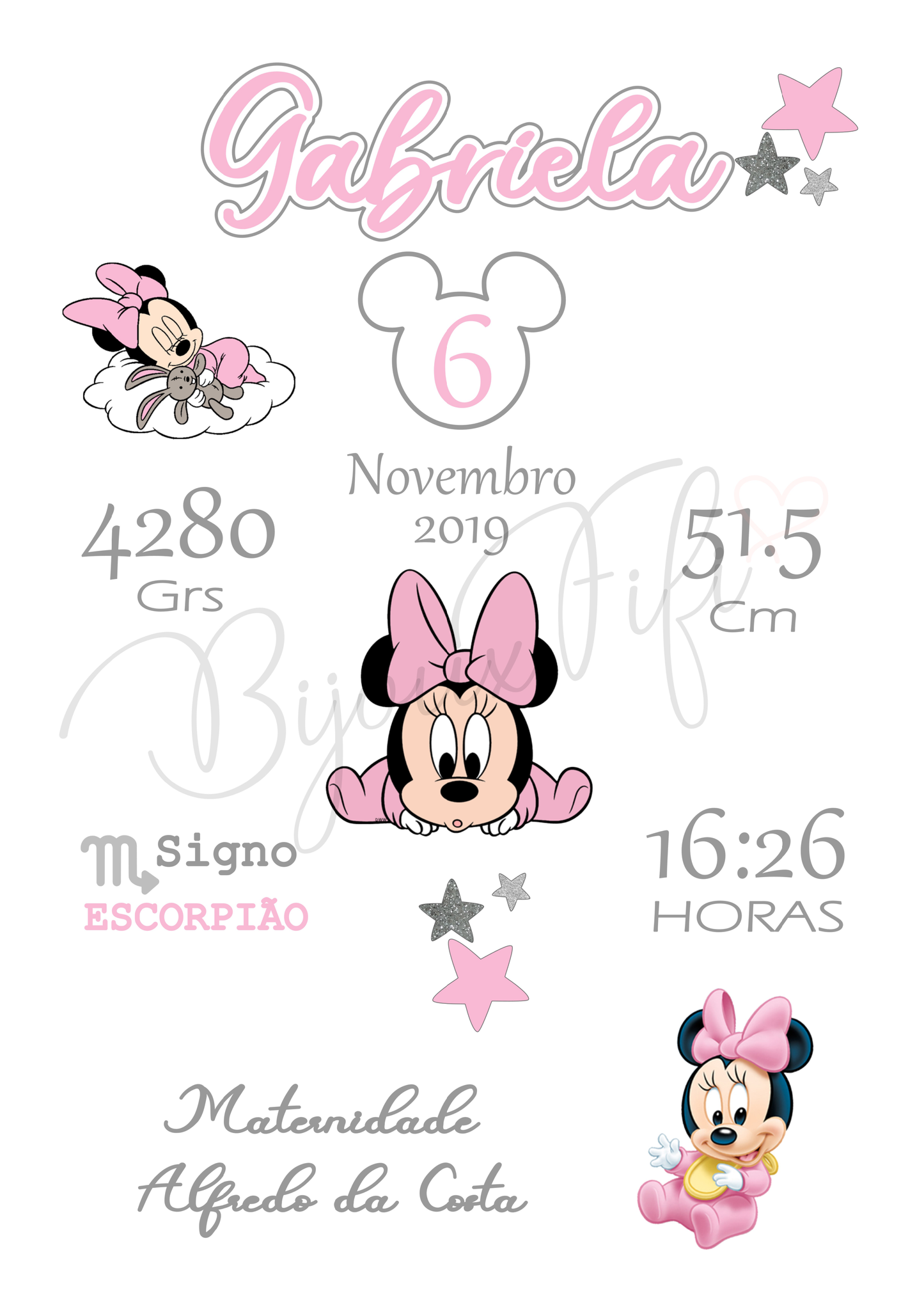 Moldura Nascimento "Mickey/Minnie" - Bijoux Fifi